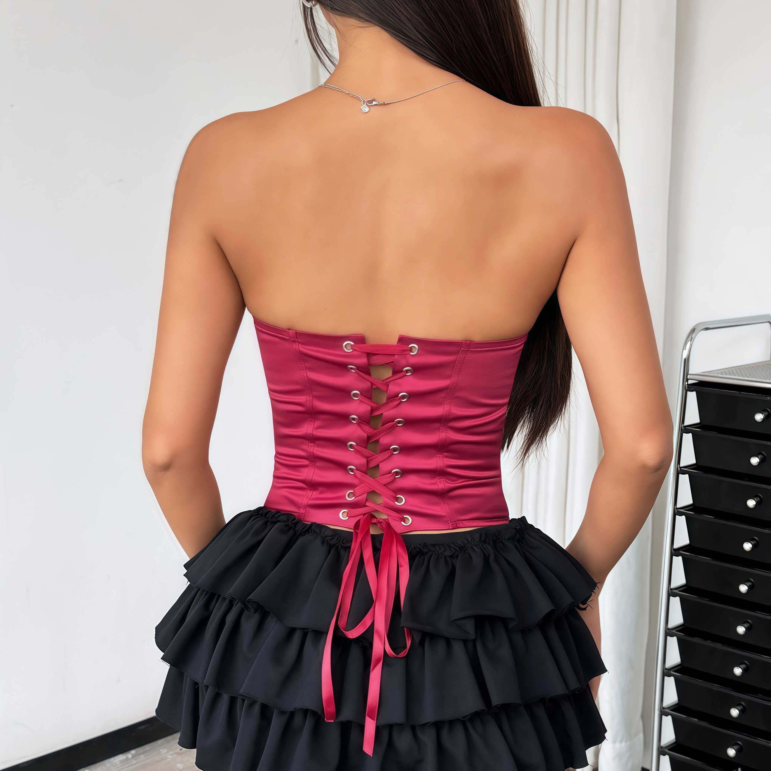 Classic Solid Corset Top – Black / White / Red